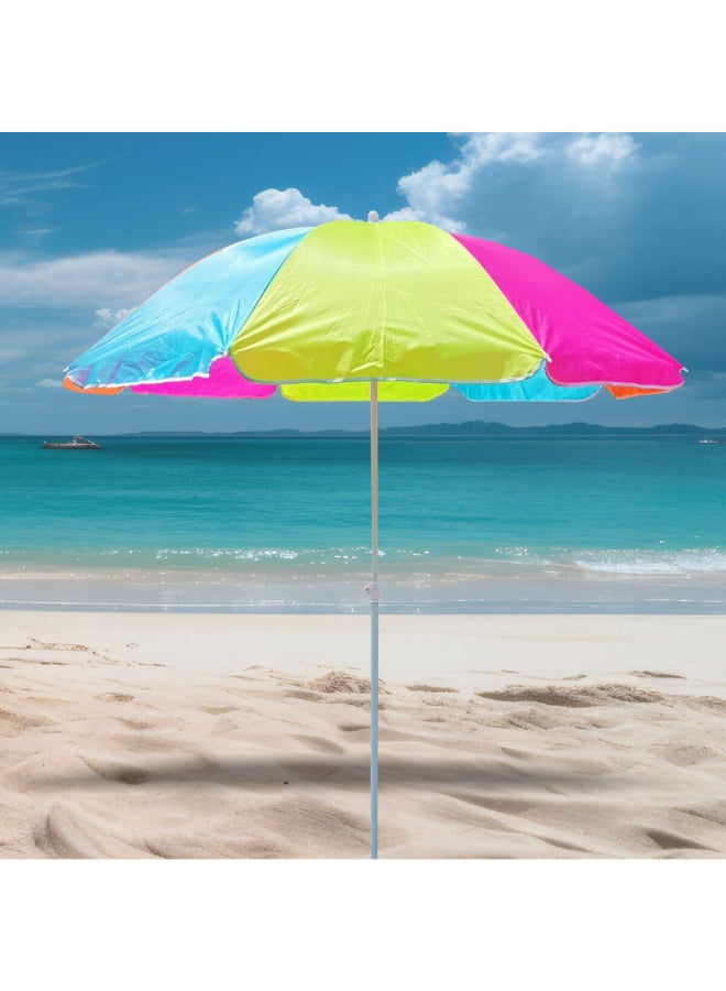 TWT Classic 8-Rib Polyester Fabric Beach Parasol Multicolour 1.6 m BU2103 - Image 5